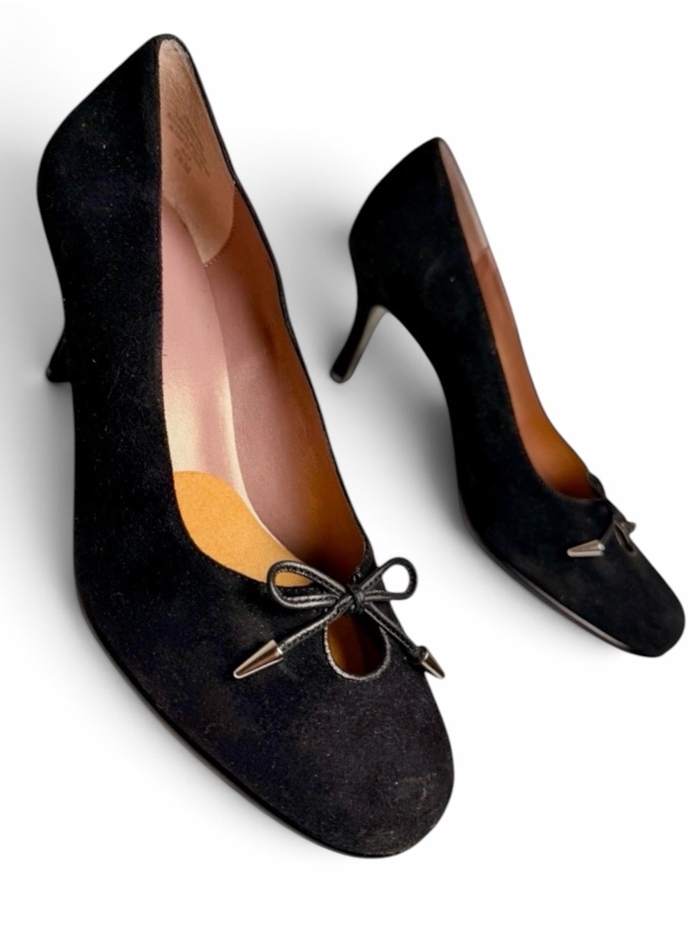 Enzo‎ Angiolini Black Suede Bow Keyhole Pumps Heels Women’s 7.5